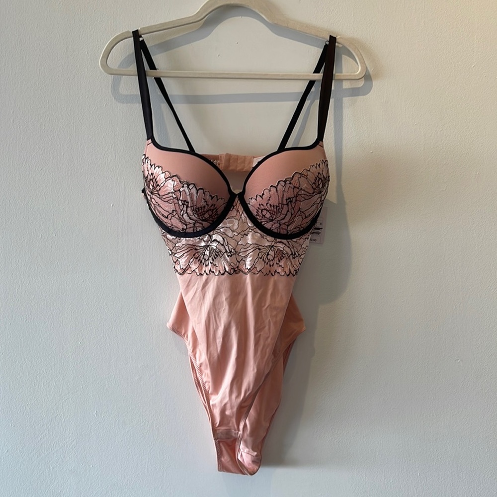 Auden Intimates Medium M Lace Style Sexy Lingerie  Pink Bodysuit NWT